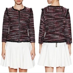 Milly red and black tweed jacket blazer size 6